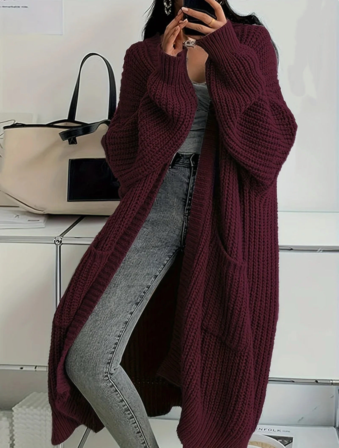 Free Style Loose Thick Knitted Coat For Women
