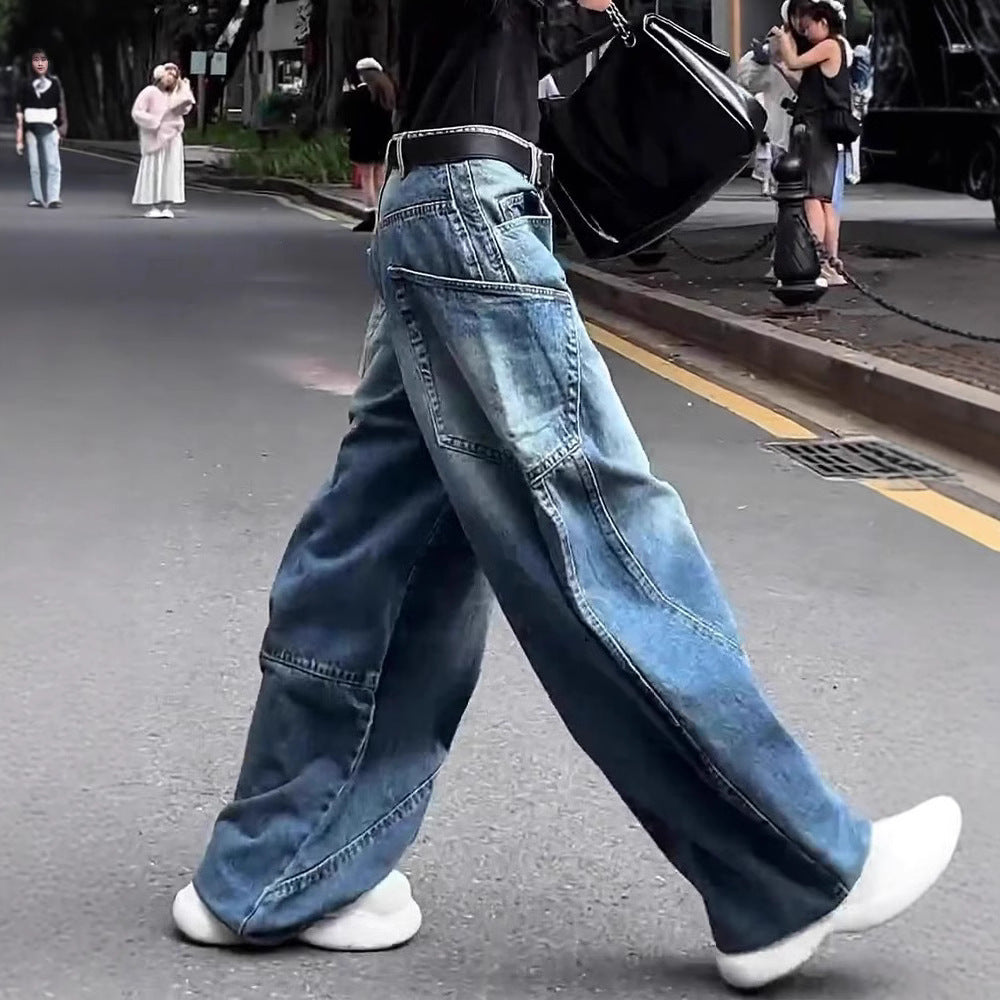 High Waist Wide Leg Jeans For Women Plus Size Mop Trousers