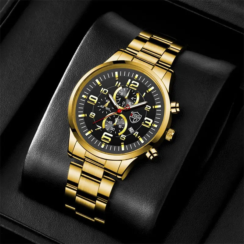 Fashion Mens Sports Watches for Men Luxury NightGlow Stainless Steel quartz Watch