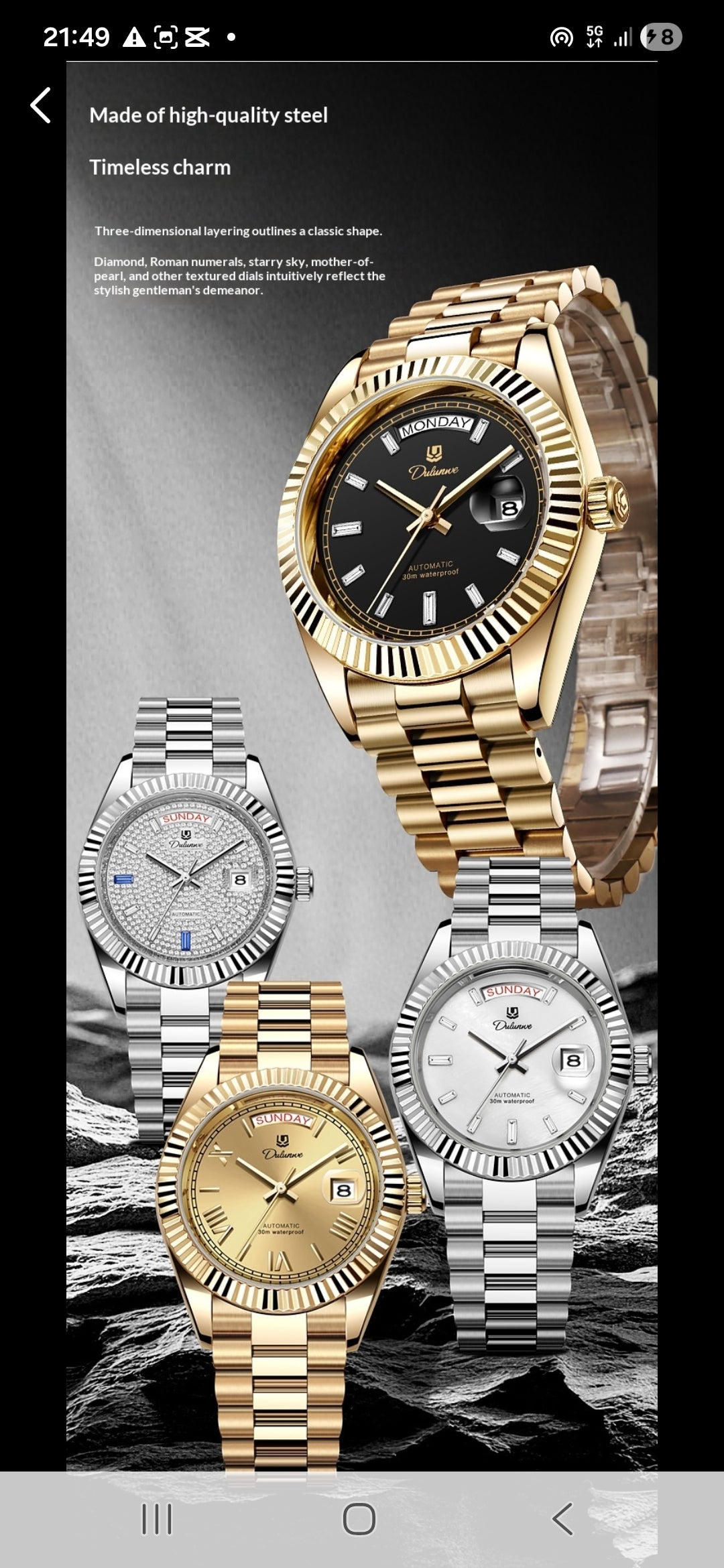 Dual-calendar Automatic Mechanical Mens Watch
