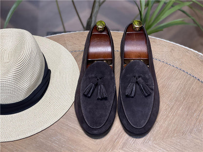 Mens Retro British Style Beanie Tassel Slip-on Shoes