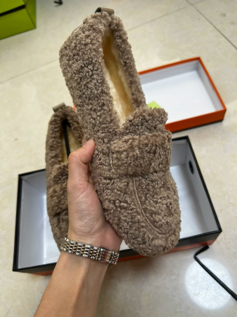 Warm Winter Plush Slip On Loafers Women's home shoes