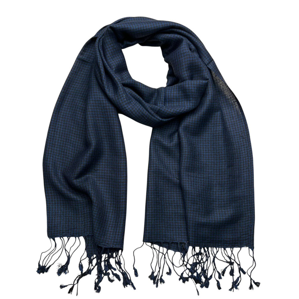Navy Herringbone Unisex Luxury Jacquard Wrap