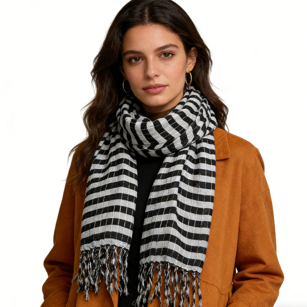 Monochrome Metallic Duo  Signature Square Scarf Set