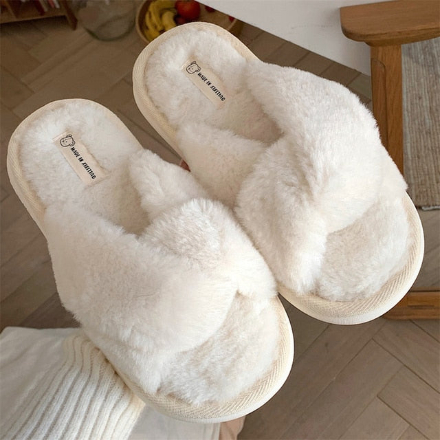 Heart Love Fluffy Fur Slippers Season Prestige