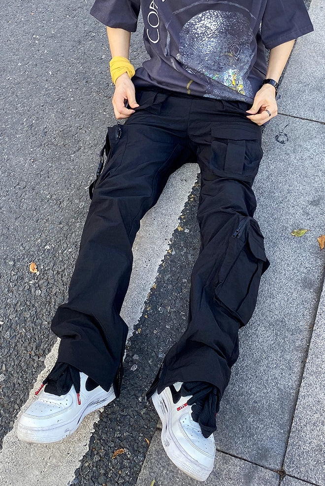Overalls Trousers Zipper Flared Casual Trousers Ins Pants Men Season Prestige