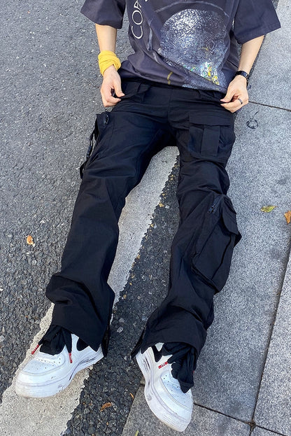 Overalls Trousers Zipper Flared Casual Trousers Ins Pants Men Season Prestige