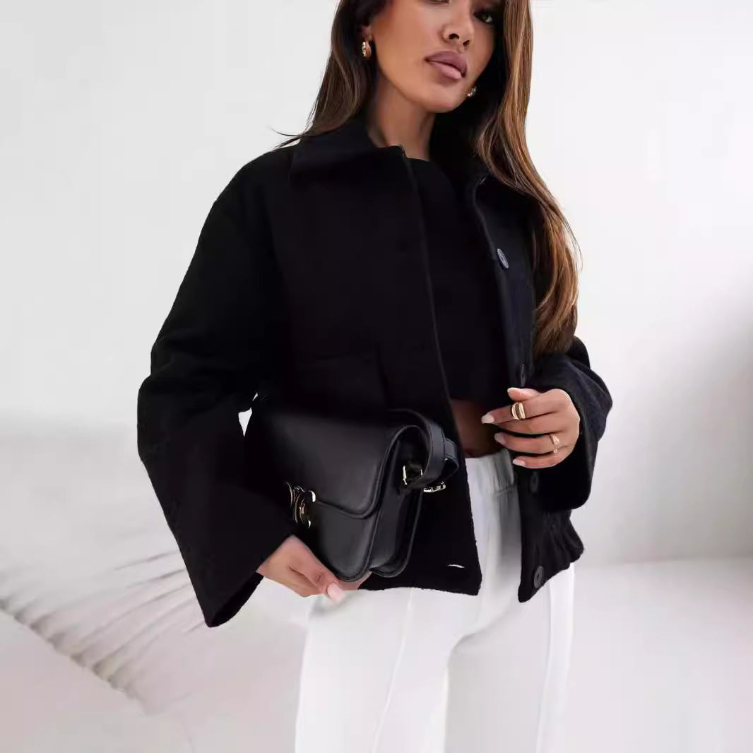 Women's Casual Button Woolen Winter llJackets