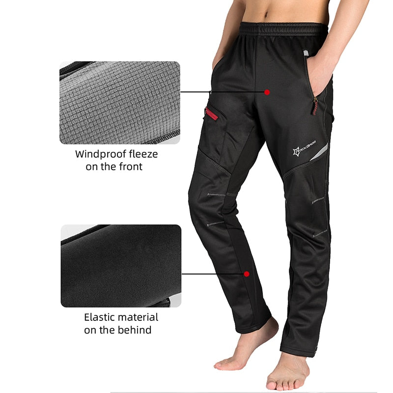 ROCKBROS Winter Bike Pants Men Women Thermal Warm Long Cycling Pants Fleece Reflective Windproof Sport Pants Season Prestige