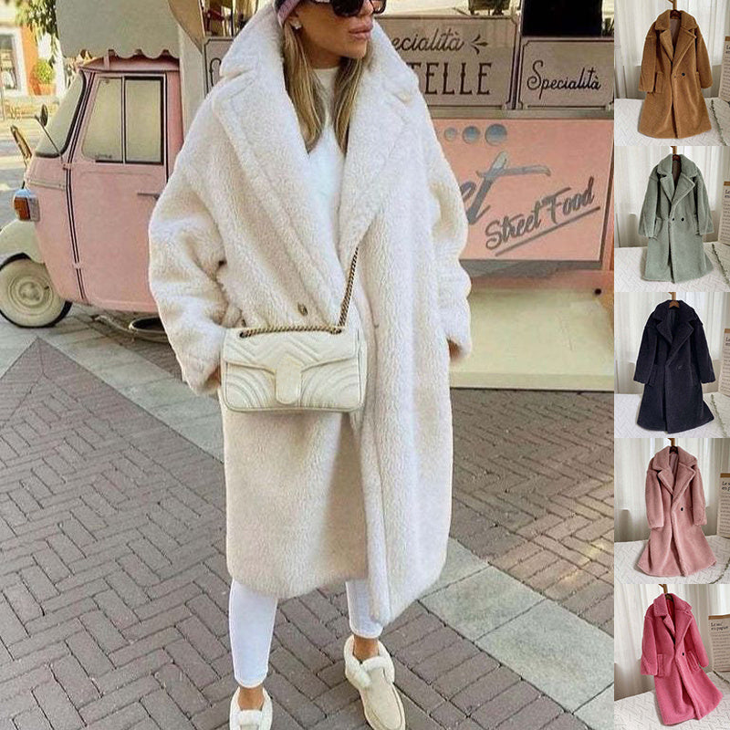 Seadonprestige Faux Fur Coat Winter Warm Thickening Long Windbreaker Women's