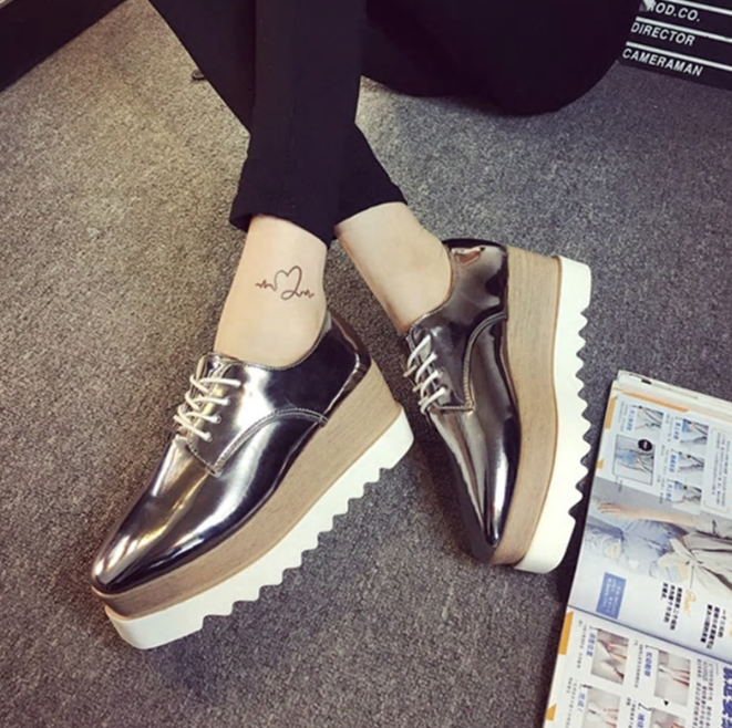 Women Lace-Up Loafers Platforms Style Shoes Season Prestige