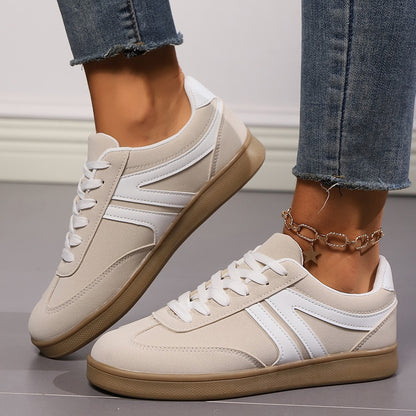 Lace-up Round Toe Flats Sports Slip On Casual Shoes For Women