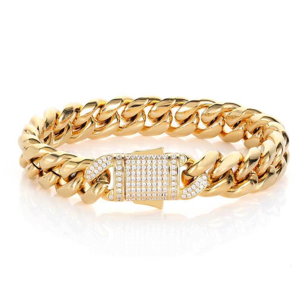 Season Prestige Men's 18k Gold Geometric Titanium Bracelet