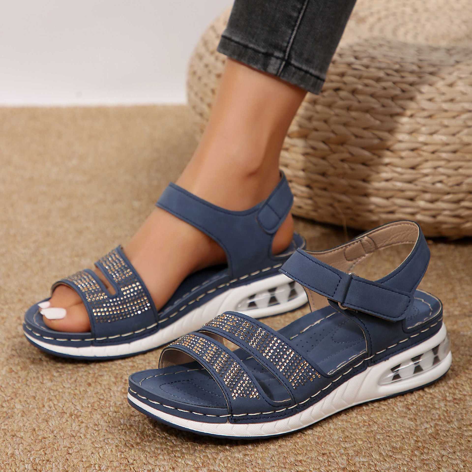 Summer Rhinestone Wedges Sandals Casual Beach Shoes For Women