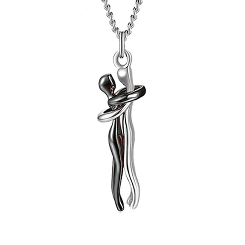 Love Hug Necklace Unisex Men Women Couple Jewelry Chain Valentines Day Gift