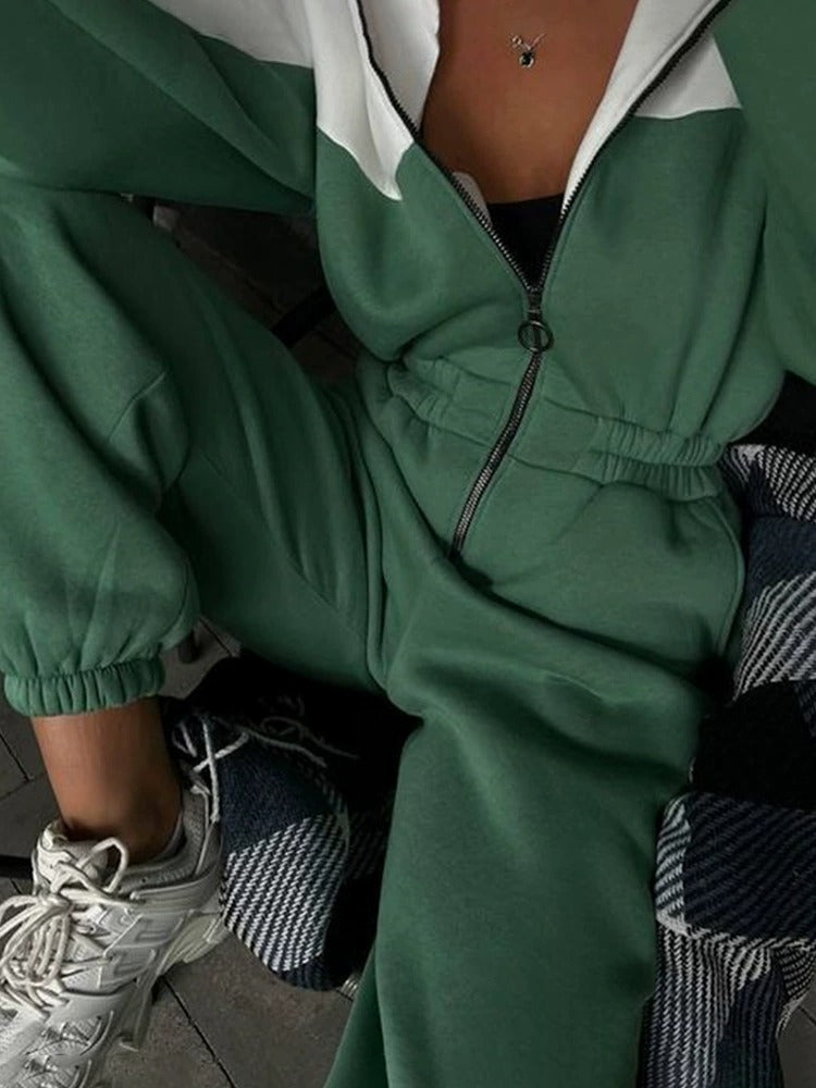 Sports Casual Contrast Color Jumpsuit For Women