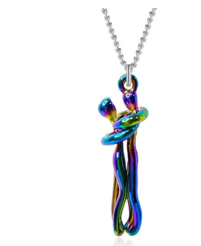 Love Hug Necklace Unisex Men Women Couple Jewelry Chain Valentines Day Gift