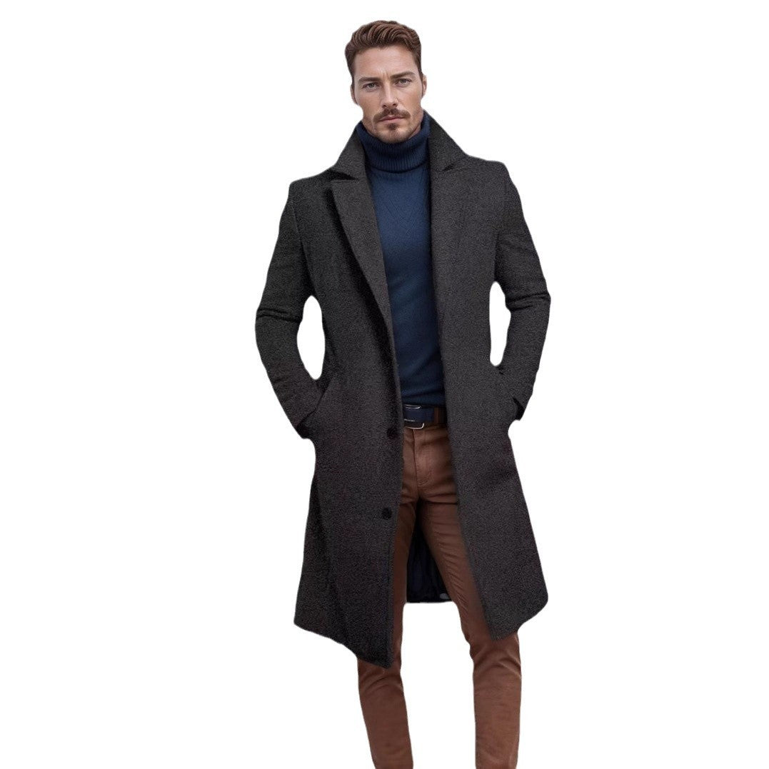 Mid-length Autumn And Winter Woolen Coat For Men
