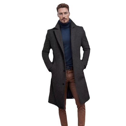 Mid-length Autumn And Winter Woolen Coat For Men