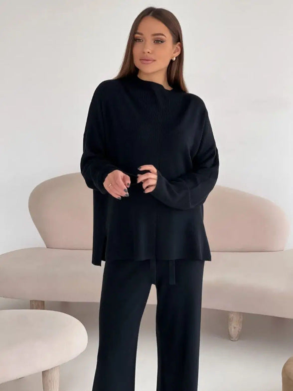 Loose Irregular Split Top and Wide Leg Pants set for Women