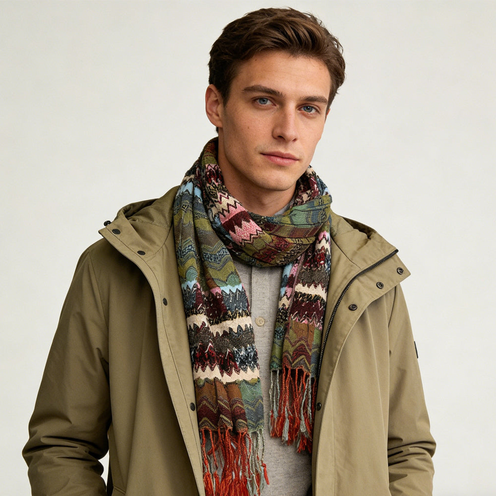 Elegant Jacquard Leaf Scarf by Season Prestige 