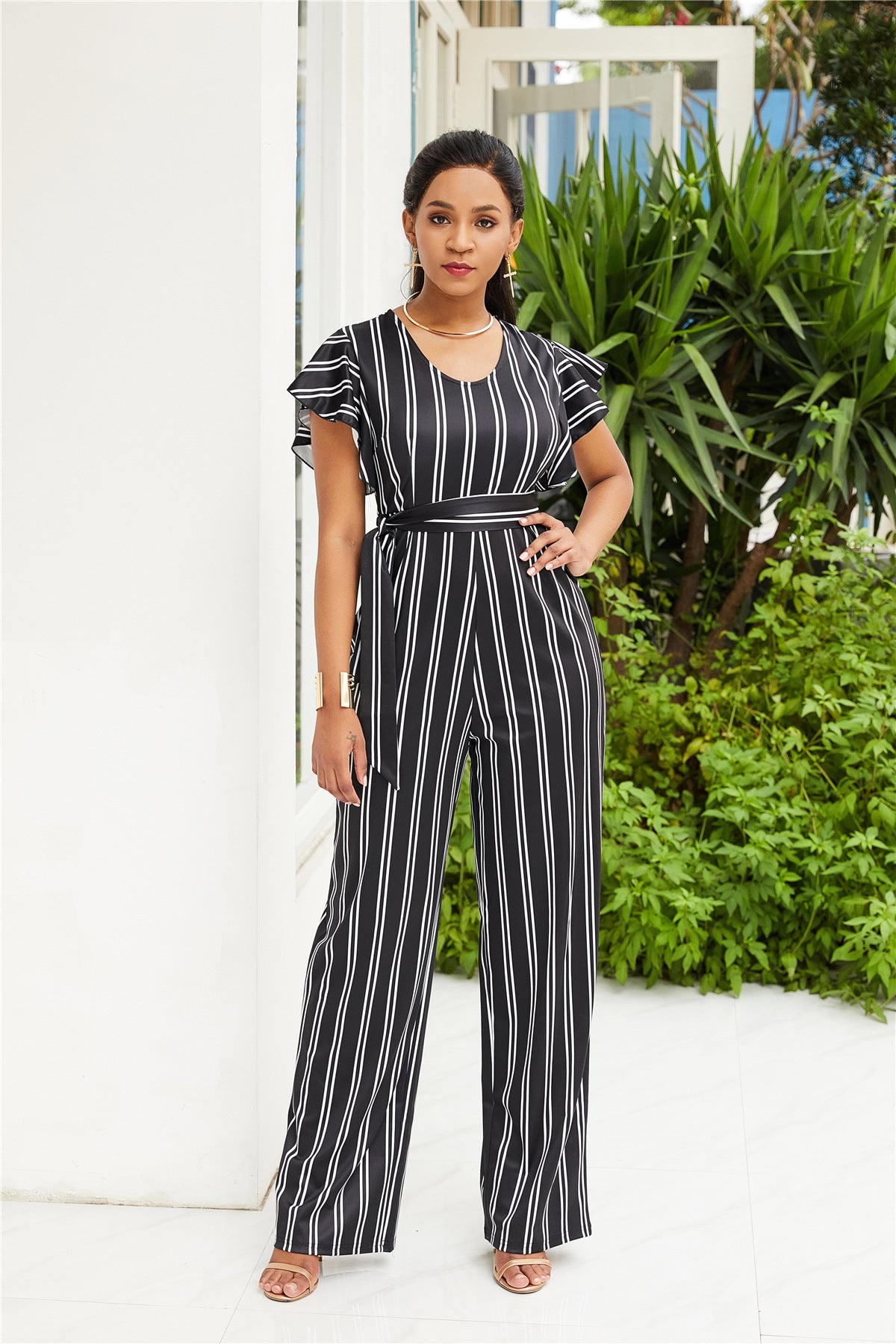 Two-color Fashion Women's Clothing With Black And White Stripe Season Prestige