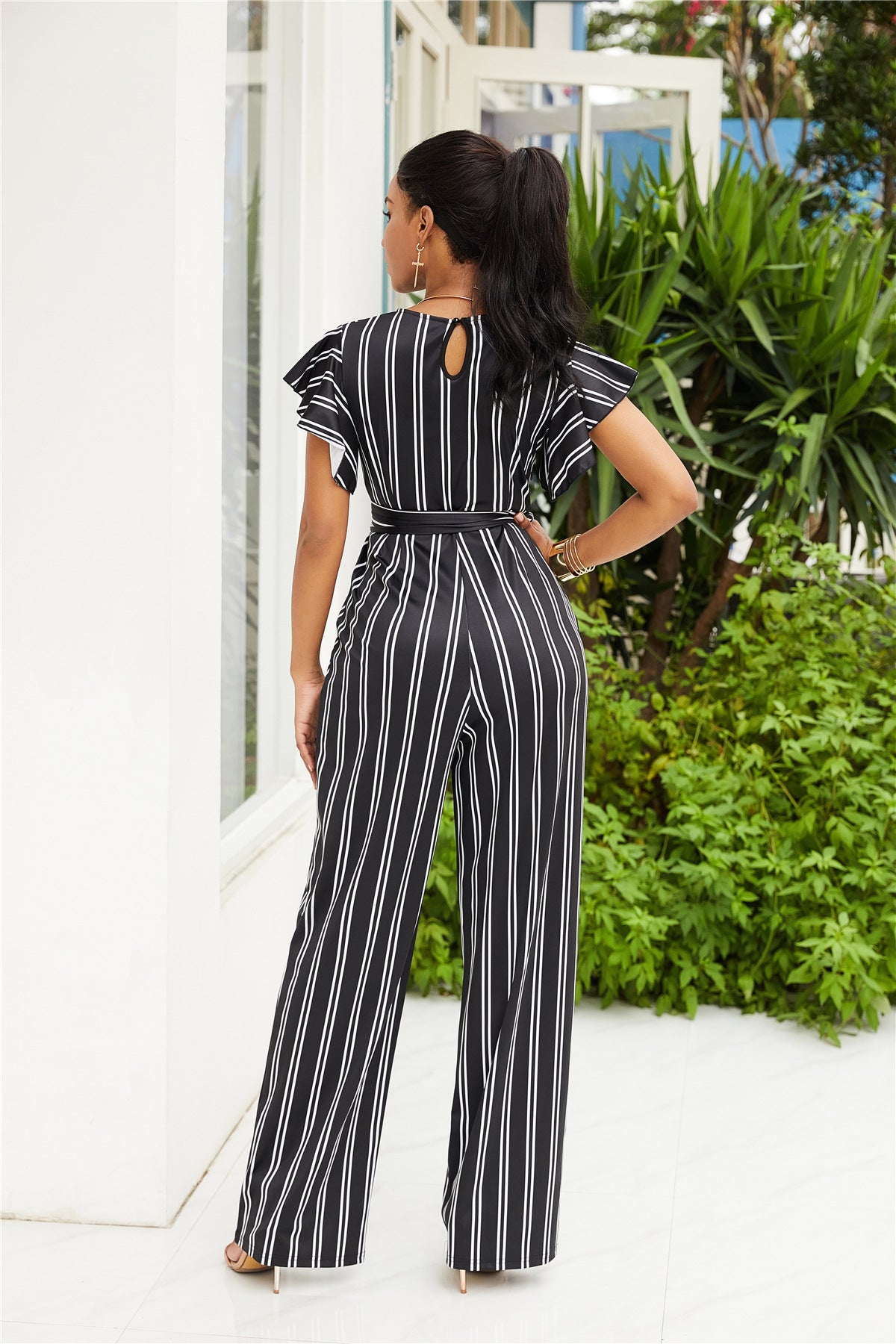 Two-color Fashion Women's Clothing With Black And White Stripe Season Prestige