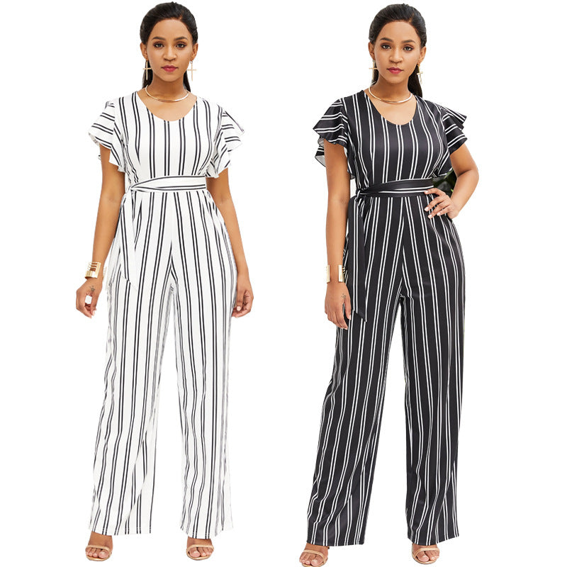 Two-color Fashion Women's Clothing With Black And White Stripe Season Prestige