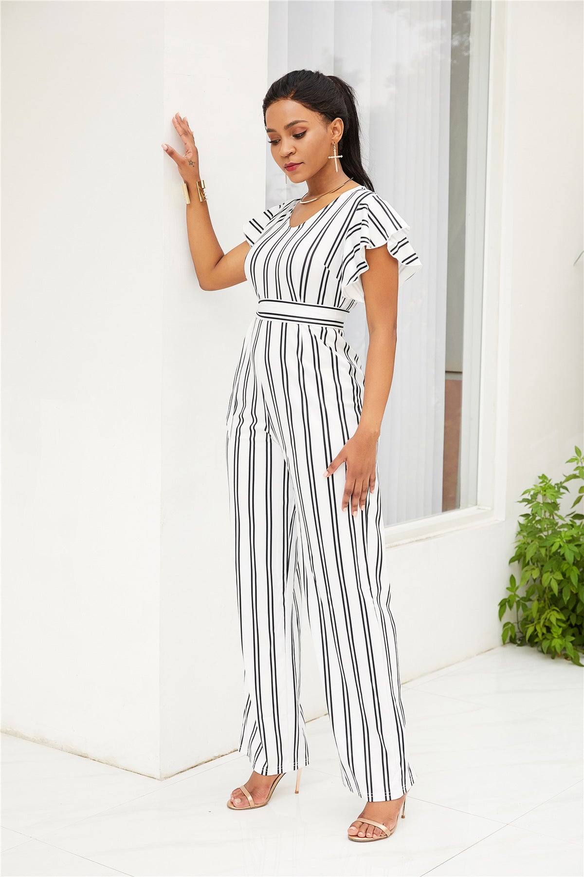 Two-color Fashion Women's Clothing With Black And White Stripe Season Prestige