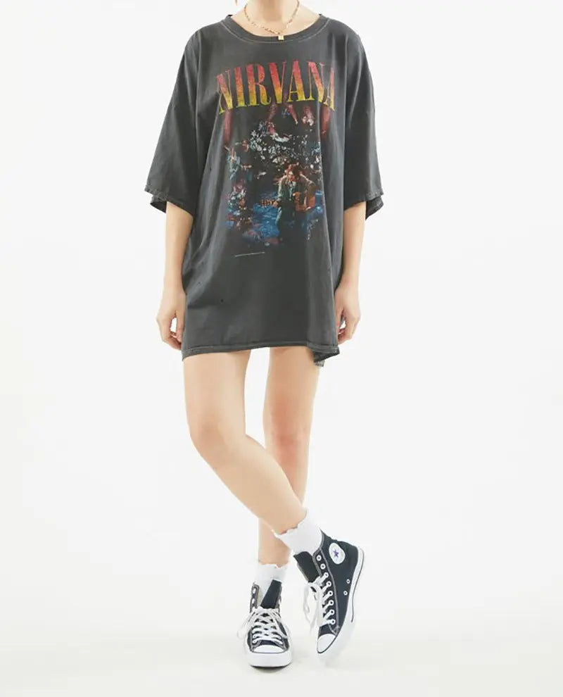 Spring summer girls loose cotton T-shirt cartoon letter printing casual O-neck simple tees tops - Season Prestige