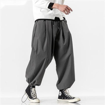 Mens Loose-Fitting Casual Fat Drawstring Baggy Pants