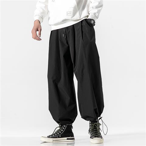 Mens Loose-Fitting Casual Fat Drawstring Baggy Pants