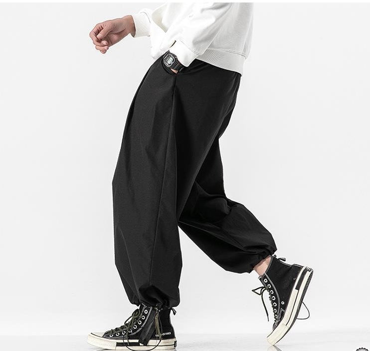Mens Loose-Fitting Casual Fat Drawstring Baggy Pants