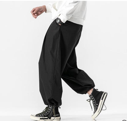 Mens Loose-Fitting Casual Fat Drawstring Baggy Pants