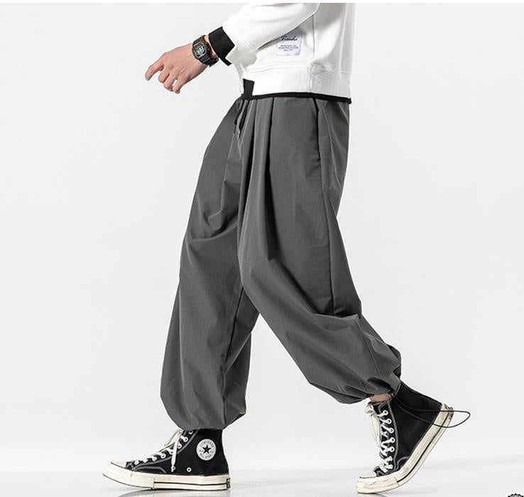 Mens Loose-Fitting Casual Fat Drawstring Baggy Pants