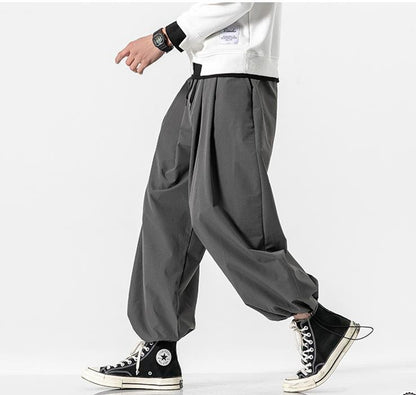 Mens Loose-Fitting Casual Fat Drawstring Baggy Pants