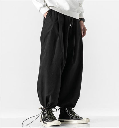 Mens Loose-Fitting Casual Fat Drawstring Baggy Pants