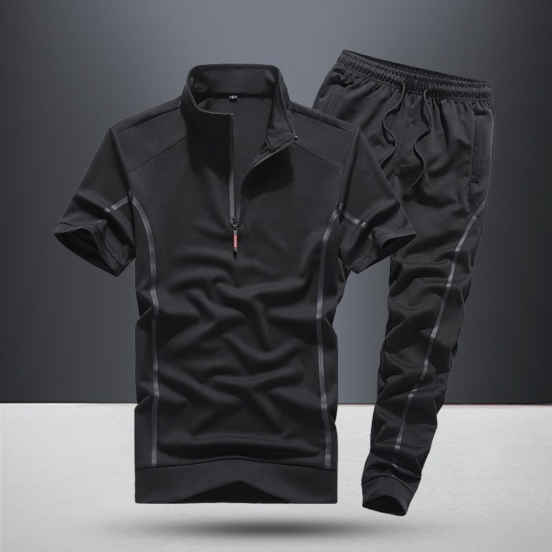 Sportswear Men's Warm Short Sleeve Running Suit Men"S Two Piece Suit Season Prestige