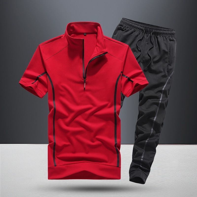 Sportswear Men's Warm Short Sleeve Running Suit Men"S Two Piece Suit Season Prestige