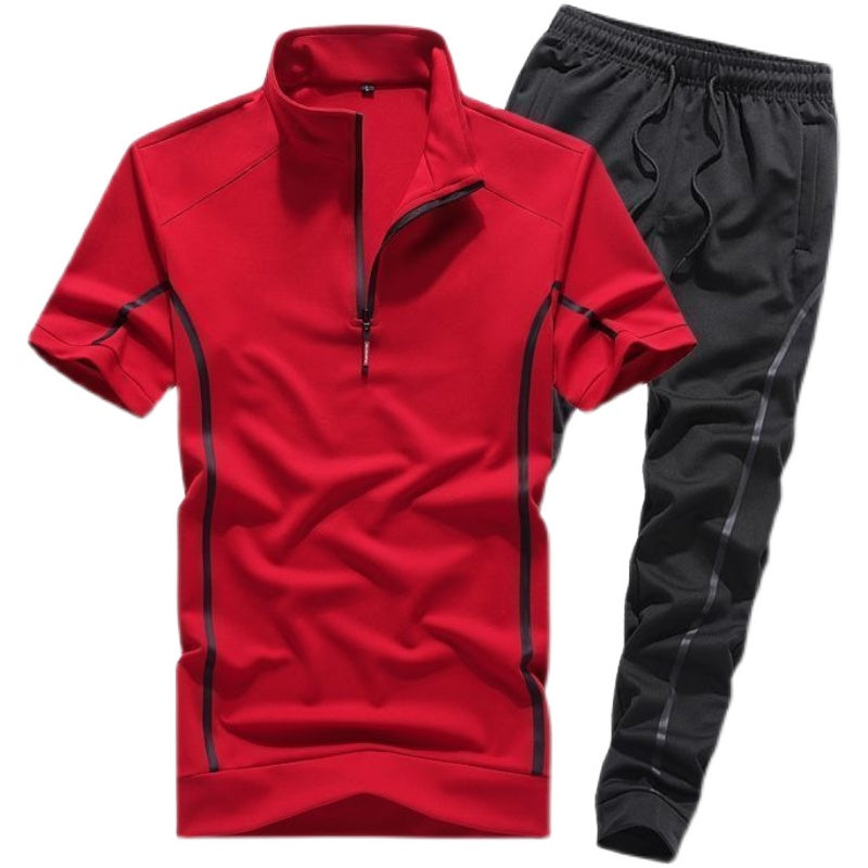 Sportswear Men's Warm Short Sleeve Running Suit Men"S Two Piece Suit Season Prestige