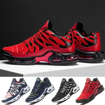 Large men's sports shoes: fashionable design, breathable fabric, perfect for running and training.