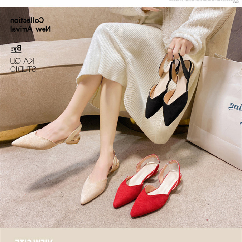 Season Prestige | Suede Pointed-Toe Open-Back Sandals