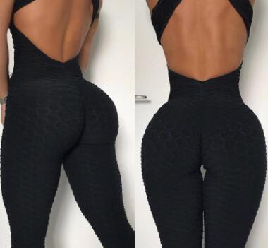 Yoga Jumpsuit Cross Design Backless Tracksuit Full Bodysuit Season Prestige