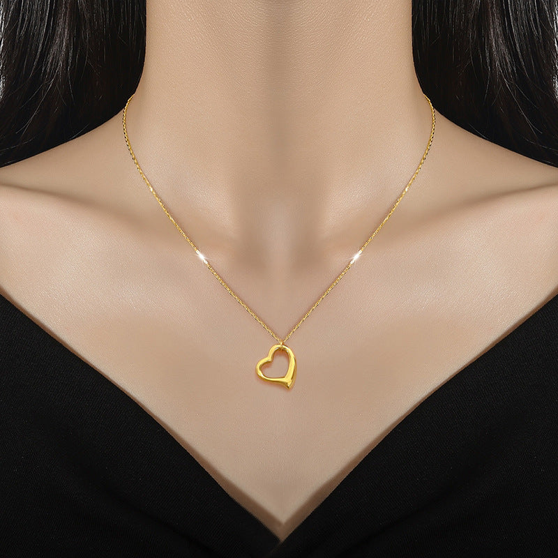 Love Heart Real Gold  Necklace Female Season Prestige