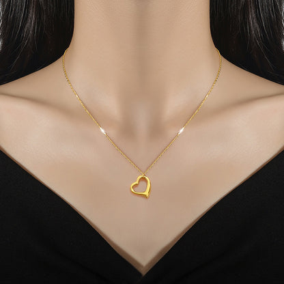 Love Heart Real Gold  Necklace Female Season Prestige