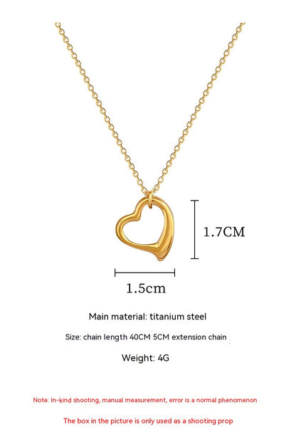 Love Heart Real Gold  Necklace Female Season Prestige