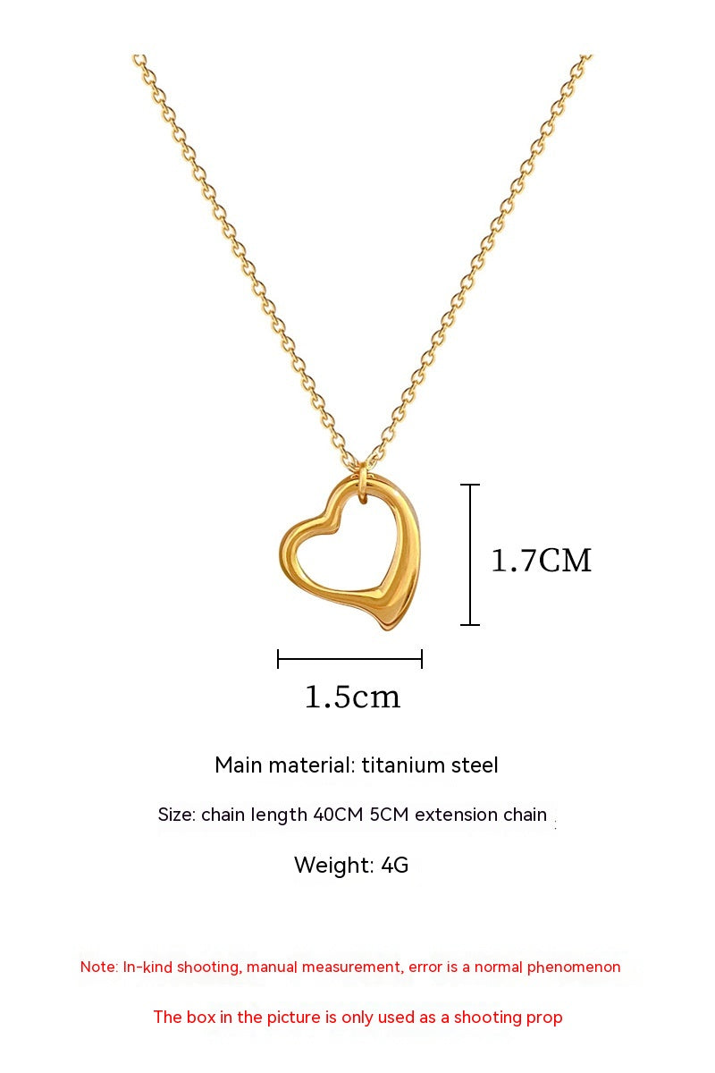 Love Heart Real Gold  Necklace Female Season Prestige