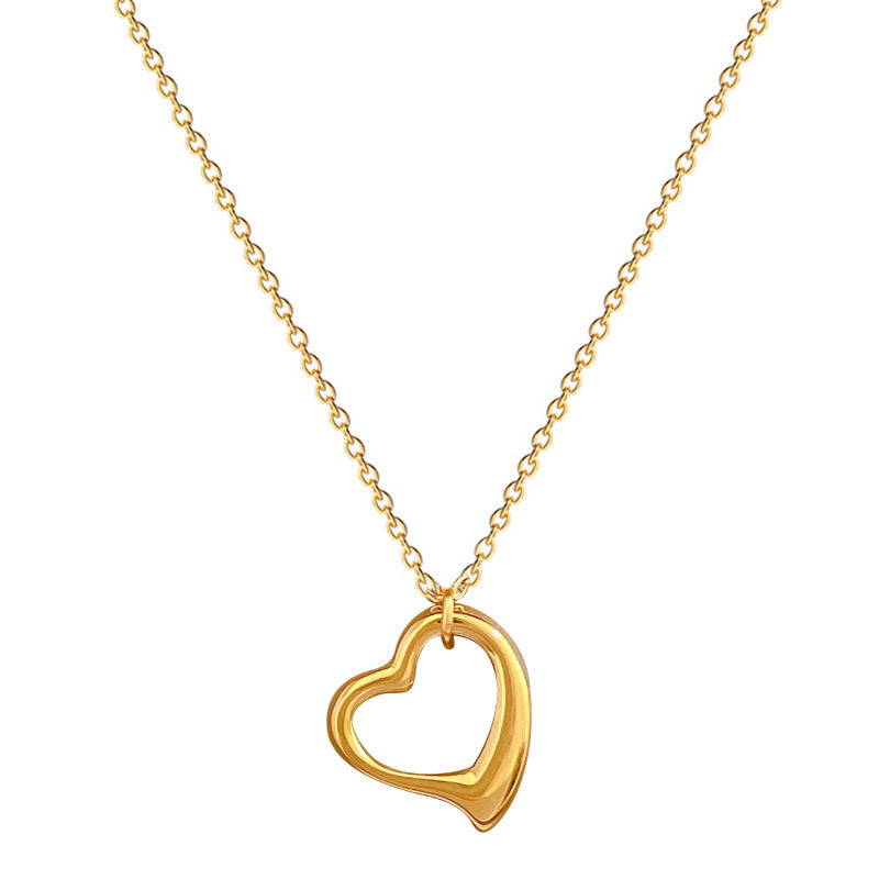 Love Heart Real Gold  Necklace Female Season Prestige