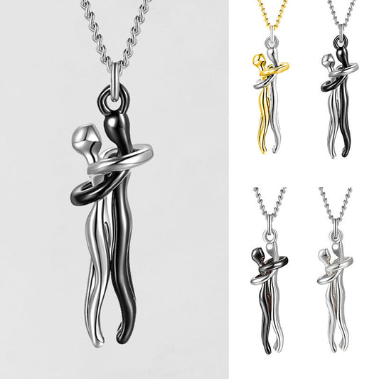 Love Hug Necklace Unisex Men Women Couple Jewelry Chain Valentines Day Gift