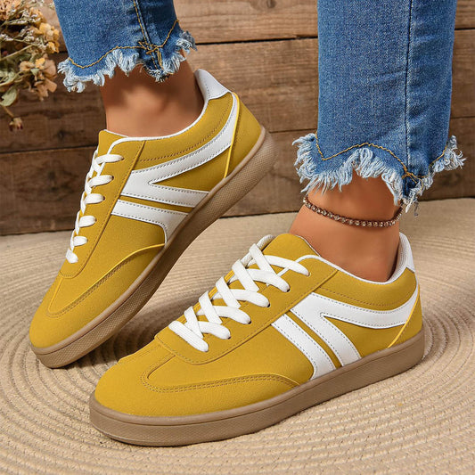 Lace-up Round Toe Flats Sports Slip On Casual Shoes For Women